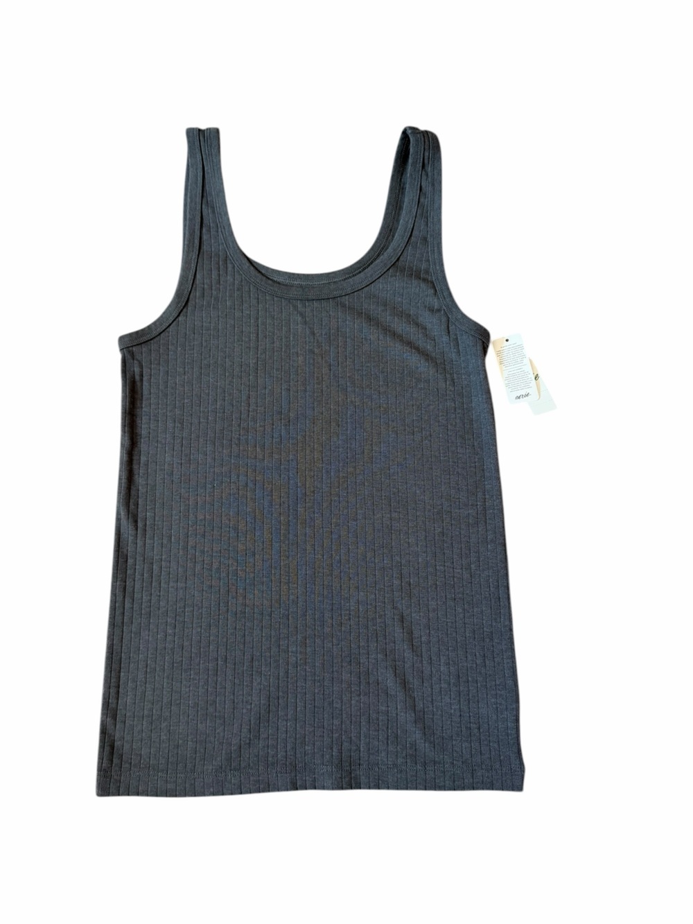Aerie Charcoal Grey Scoop Neck Ribbed Tank Minimalist Women’s Sz Medium NWT